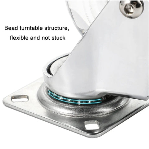 Heavy Duty Caster Wheels With Brakes For Furniture And Workbenches Top Plate Swivel Casters close-up of bead turntable structure