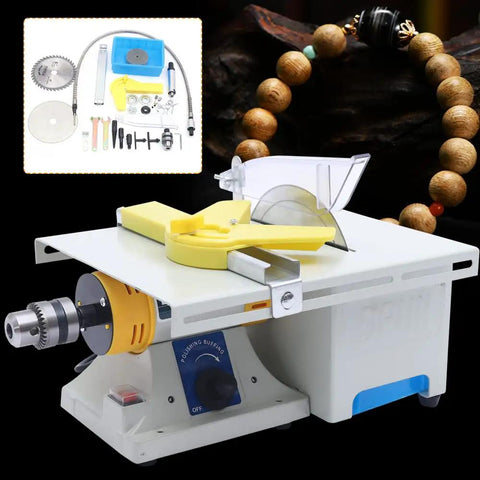 Rock Polishing Buffer Machine For DIY Jewelry And Craft Lovers 750W 110V Mini Table Saw Lathe Polisher with tools.