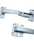 Two Pack Premium Flip Over Cabinet Door Hinges Crafted From Solid Zinc Alloy Rock Hard Aircraft Furniture Hardware Goes Slick As Butter Fool Proof Hanging Accessory For Shop And Kitchen Upgrades showing smooth metallic finish hinges.