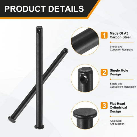 4 Pack M8x120mm Single Hole Clevis Pins Black Built For Quick Attachments And Heavy Duty Rigging In Farm Construction Aviation Ship Rigging Furniture Assembly And Mechanical Linkages, A3 carbon steel, flat-head design