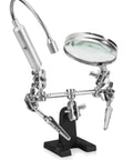 Helping Hand Magnifier Glass Stand With Flexible Neck LED Light And Alligator Clips 3X Magnification For Soldering Crafting