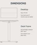 Dimensions of FLEXISPOT 40x24 Inch Electric Standing Desk White Ergonomic Height Adjustable Sit Stand Workstation.