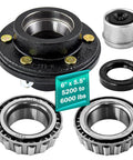 Front view: JADODE 6-bolt trailer hub kit with two bearings, seals, and spindle cap for 6000-lb axles