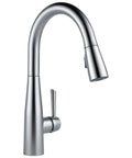 Essa Brushed Nickel Kitchen Faucet With Pull-Down Sprayer, Modern Single Hole Sink Faucet, Single Handle, Arctic Stainless Finish