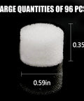 Close-up of a round white sponge filter with dimensions for 96 Pcs Nebulizer Filter Replacement Kit For Compressor Systems White Round Sponge Air Filters For Cool Mist Devices Odorless Non Toxic And Easy Fit Replacement Sponges For Home Humidifiers Air Purifiers And Daily Wellness