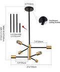 Dimensions of Dope Black And Gold 6 Light Sputnik Chandelier For Dining Room Living Room Kitchen Island And Bedroom Modern Mid Century Ceiling Fixture With Rust Resistant Electroplating And Durable Build