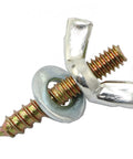 Close-up of Eight Pack Galvanized Hanger Bolts With Wing Nuts And Flat Washers Set showing zinc-plated heavy-duty screw kit.