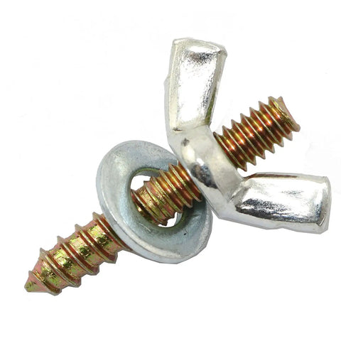Close-up of Eight Pack Galvanized Hanger Bolts With Wing Nuts And Flat Washers Set showing zinc-plated heavy-duty screw kit.