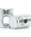 Top Tier Replacement Cross Dowel Barrel Nuts Compatible With Ikea Part 100514 For Crib And Bunk Bed Frames Real Deal Diy Furniture Assembly Fix Pack Of Eight, two silver M6 threaded nuts.