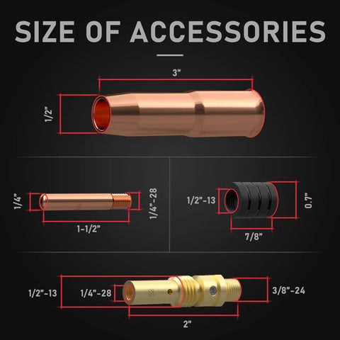 Diagram showing accessories for Replacement Mig Welding Gun Euro Quick Connect No Tool Needed 15 Foot Lead 250 Amp For Longevity Esab Tweco Style
