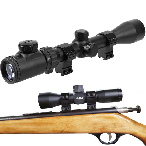 1 Inch Dovetail Scope Ring Set with Two High Profile and Two Medium Profile Rings for 11mm Rails mounted on rifle