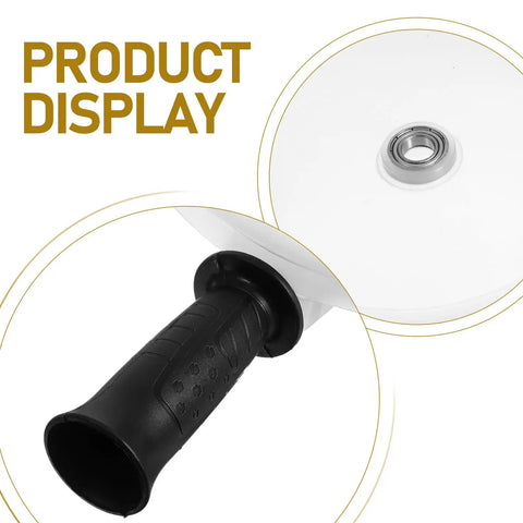 Heavy Duty Hole Saw Dust Bowl Catcher Clamps Tight To Bits Sweeps Chips Away Fast To Keep Your Workshop Tidy And Turn Messy Renovation Jobs Into Smooth Sailing close-up of handle and bowl design.