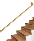 Industrial Pipe Stair Handrail Kit Golden Wall Mounted Railing System For Home Interior Exterior Stairs Lofts Bathrooms Built Like A Tank Heavy Duty Support Bar Hassle Free Install mounted on staircase.