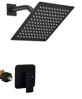 Black Shower Faucet Kit With Rough In Valve And 8 Inch Square Stainless Steel Rainfall Shower Head For A Simple Upgrade