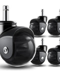 Heavy Duty Rollerblade Office Chair Wheels Replacement Set Of 5, 2 Inch Rubber Casters for smooth gliding and heavy load.