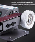 Tough As Nails 350W Wet And Dry Bench Sander with cotton polishing wheel for high-speed mirror finish on various materials.