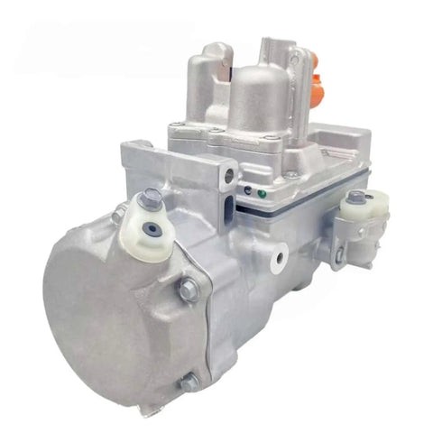 Premium Electric Ac Compressor Engineered For Renault Zoe Ev Climate Control showing a silver metal body with multiple attachment points.