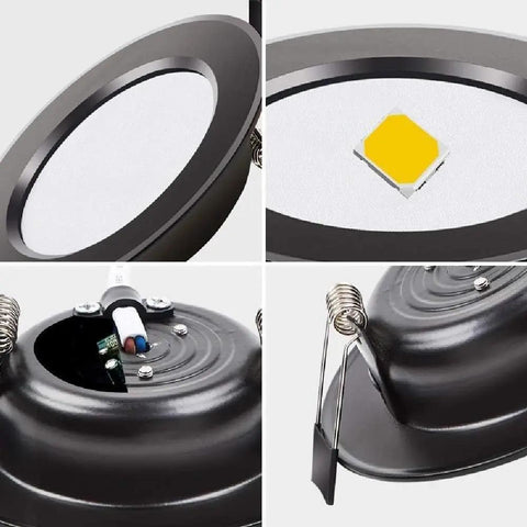 Close-up view of WKNHHL Recessed Lighting Housing Trim Kits Ultra Thin Aluminum Recessed Downlight, showcasing design and LED chip.