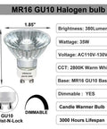 Six Pack 35W Dimmable GU10 Bulbs With 380 Lumens Warm White 2800K For Candle Warmer Lamps And Track Lighting No Flicker
