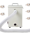Hella Powerful 1000W Lab Dust Collector shown with suction hose and five collection bags for dental and metal workshops.