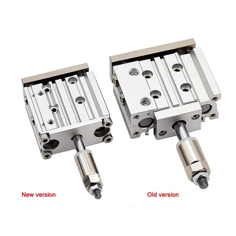 Comparison of Built Tough Pm32 40 50 Pneumatic Air Cylinder Adjustable Stroke Bore Compact Guide actuators, showing new and old versions.