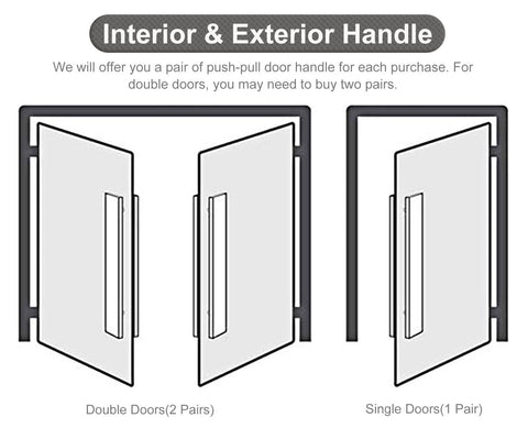 Illustration of Wooden Door Handle Set Push Pull H Shape Grip for Entry Doors Easy Install with Hardware Included Back to Back