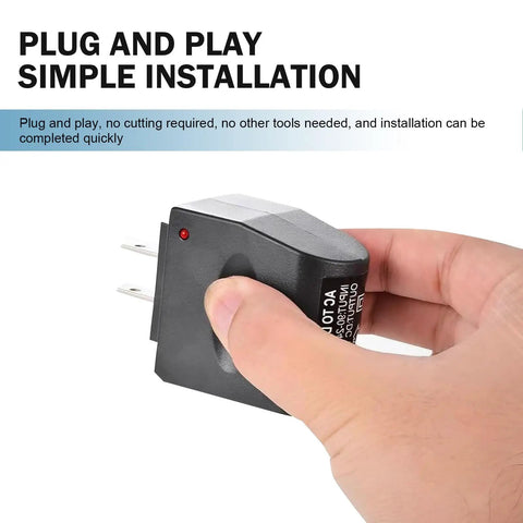 Hand holding Dead Set Reliable 220V AC To DC Power Converter Waterproof Flame Retardant Cigarette Lighter Adapter Plug In And Roll.