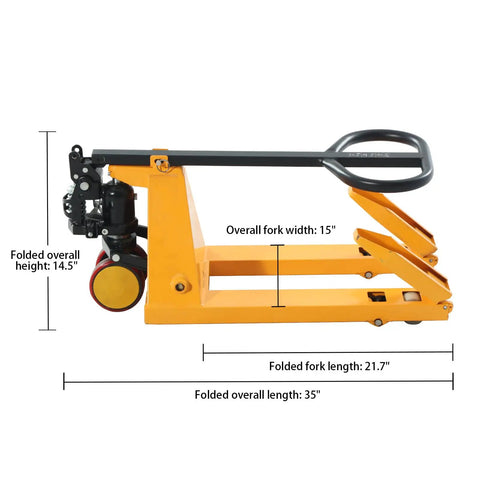 Mini Game Changer Pallet Jack With No Sweat Foldable Handle And Forks, 2200 Lb Manual Hand Truck Built For Tight Squeeze And Smooth Floor Glide, Quick Step Lever Lift Operation