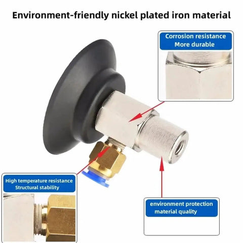 Industrial Grade Single Layer Vacuum Suction Cup For Pneumatic Manipulator Equipment with nickel plated iron and silicone material.