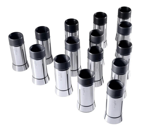 15 Piece 5C Precision Round Collets Set One Eighth To One Inch By Sixteenths Hardened and Ground for Milling Lathe Machining, Shop Ready Pro Grade Ultra Durable with Tight TIR Tolerance 0.0005 Inches, Chuck Protection and High Rigidity. 15 steel 5C round collets