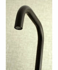Close-up of spout on Concord 8 Inch Adjustable Center Wall Mount Kitchen Faucet Matte Black Built Tough With Solid Brass Construction