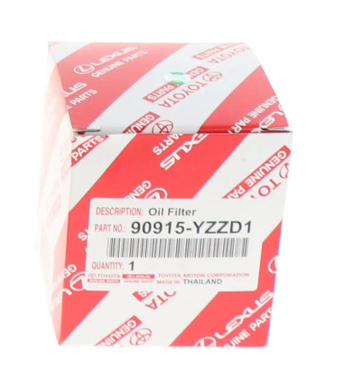 Toyota Oil Filter Direct Fit OEM Replacement For Toyota Engines box with part number 90915-YZZD1 visible on packaging
