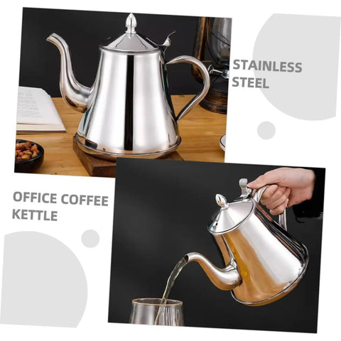 Premium Stainless Steel Long Spout Pour Over Kettle With Cool Touch Grip And Tight Sealed Lid, pouring water.