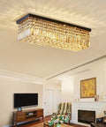 Showstopping Five Light K9 Crystal Chandelier Pendant Ceiling Light With Island Design in living room setting
