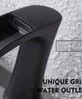 Close-up of a Matte Black Bathroom Faucet With Drain 8 Inch Widespread Three Hole Two Handle Sink Faucet Durable Anti Corrosion Finish