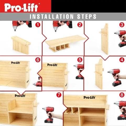 Assembly steps for Cordless Drill Organizer With Wall Mount Storage Rack Five Hanging Slots Wooden Construction Model M004W
