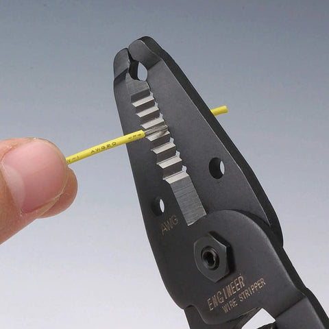 Pro Grade Precision Wire Stripper For Thick Wires, Strips Solid AWG 22 To 10 And Stranded AWG 24 To 12, Made In Japan in use