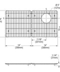 Diagram of Stainless Steel Bottom Grid For Kitchen Sink, Custom Fit 28 1/4 x 14 5/16 x 1 1/4 Inches with measurements.