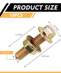 10 Piece Car Flange Bolts Kit M8 Flange Bolts High Carbon Steel Rustproof Hex Nut Screws Flange Manifold Bolt On Kit Replacement For Most Cars Trucks SUVs Gold Finish, single bolt with dimensions