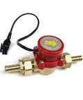 Water Flow Sensor Switch HT-30 for CO2 Laser Protection, AC 0-110V, shown with brass G 3/4 inch thread and nozzles.