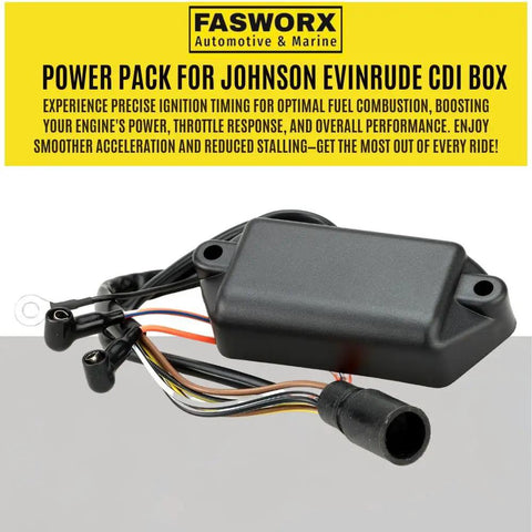 Power Pack For Johnson Evinrude CDI Box Compatible With 4 To 60 HP Outboards, Aftermarket Replacement, black housing