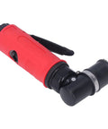 Heavy Duty Pneumatic Die Grinder Pulling Serious Power At 15000 Rpm with red rubber grip and black metal head for metal removal.