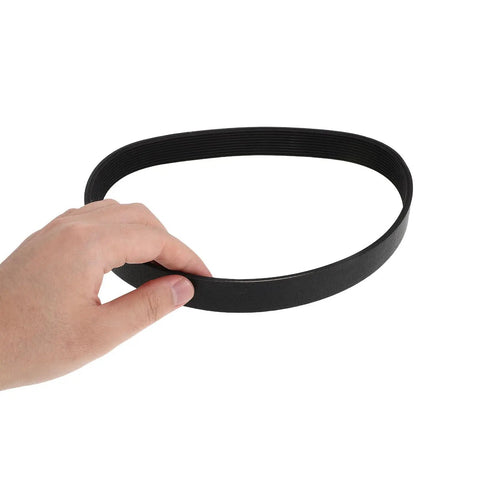 Beefy Durable Ground Drive Belt For Lawn Tractors Rubber Replacement Belt Black That Delivers Quiet Operation Smooth Cutting And Stable Speed Perfect Upgrade For Garden Equipment, black rubber belt held by hand