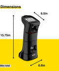 Eye Mini Golf Launch Monitor And Indoor Outdoor Simulator with 19 Precision Metrics, dimensions shown, 7.9 lbs