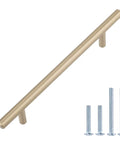 Golden Champagne Euro Bar Cabinet Handle 3/8 Inch Diameter 7-3/8 Inch Length 5 Inch Hole Center with included screws
