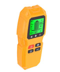Jiawu Stud Finder LCD Display Electrician Wire Scanner for Hanging Shelves or Mounting TVs, showing green display and buttons.