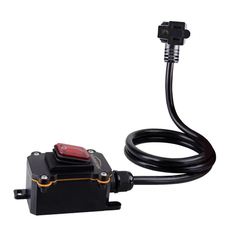 Beefy Rugged Heavy Duty Waterproof Extension Cord With Inline On Off Switch Three Foot 16 AWG Cable And Three Pronged Piggyback Plug