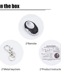 In the box: Four Pack Yellow Learn Button Garage Door Remote Keychain Replacements For Sears Craftsman Chamberlain And LiftMaster Models