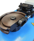 Pro Grade Shop Built Programmable Electric Hydraulic Tube Pipe Bender With PLC Auto Manual Controls And 3Hp Motor, close-up on bending die.