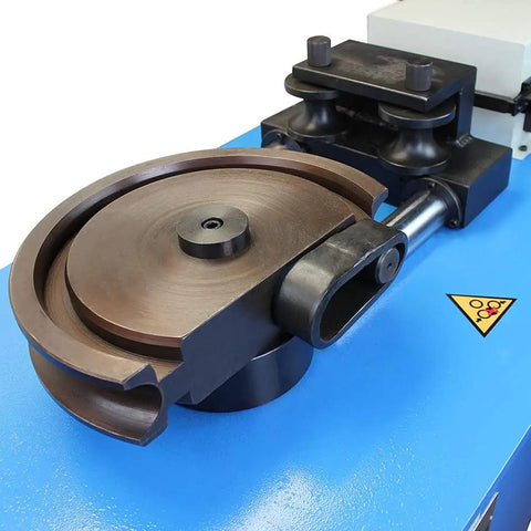 Pro Grade Shop Built Programmable Electric Hydraulic Tube Pipe Bender With PLC Auto Manual Controls And 3Hp Motor, close-up on bending die.